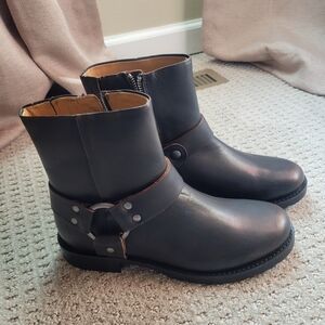 Frye Black Leather Combat Boots